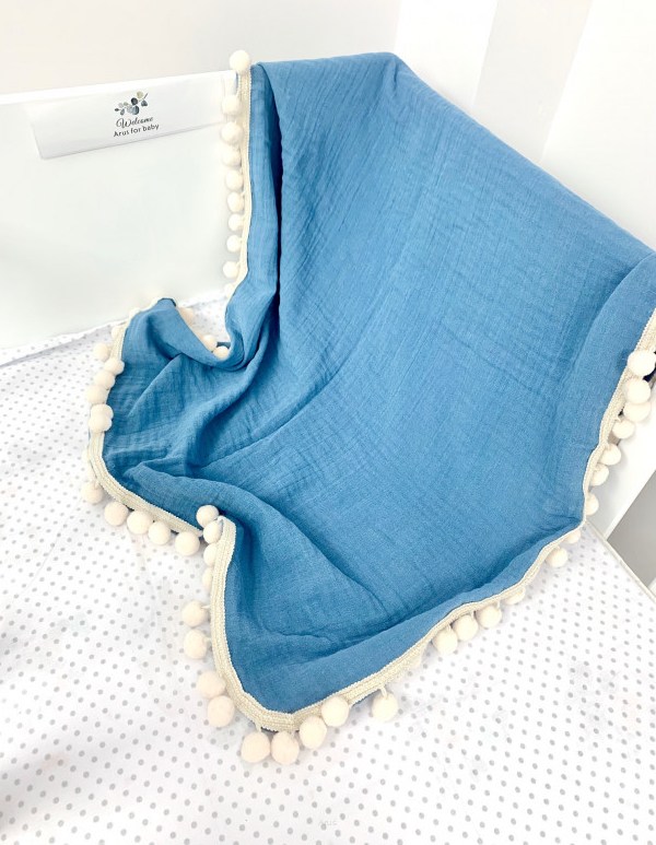 Ar-s Dětská mušelinová deka 100 x 75 cm - tmavě modrá