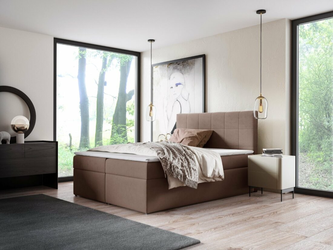 Eka Kontinentální čalouněná postel SMART -  (200x200 cm)
