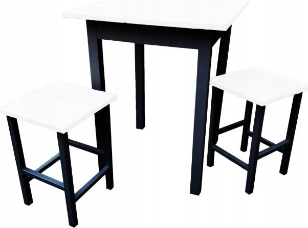 Dede Set - kuchyňský stůl  + 2x židle MINI - bílá / černá