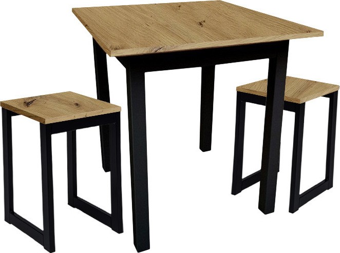 Dede Set - kuchyňský stůl  + 2x židle MINI - dub artisan / černá