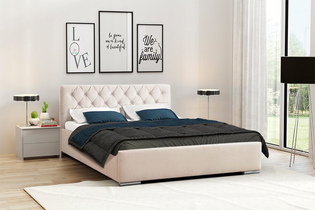 Eka Čalouněná postel ELEGANT 120x200 cm s dřevěným úložným prostorem