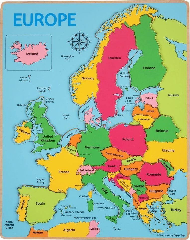 DD Dřevěné puzzle mapa Evropy