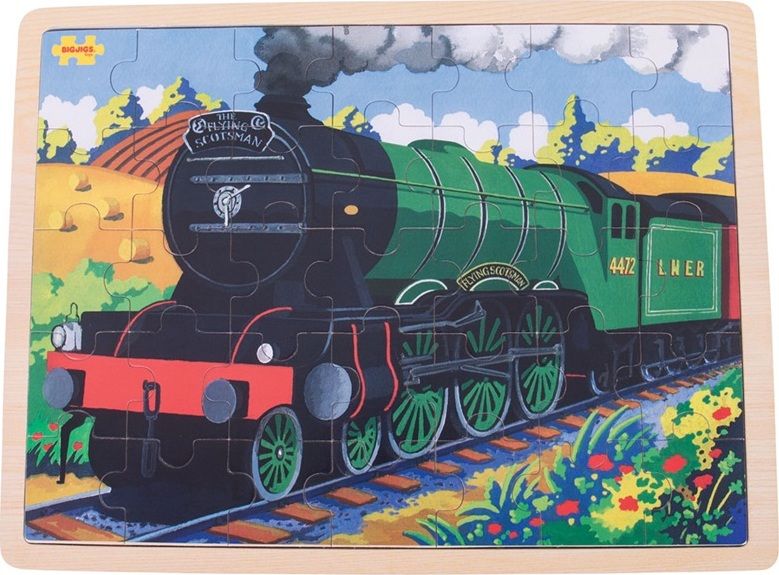 Bigjigs Toys Dřevěné puzzle - Historický vlak Flying Scotsman