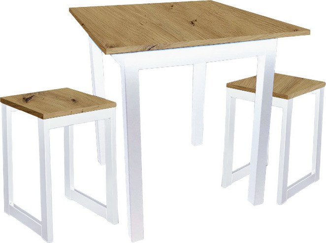 Dede Set - kuchyňský stůl  + 2x židle MINI - dub artisan / bílá