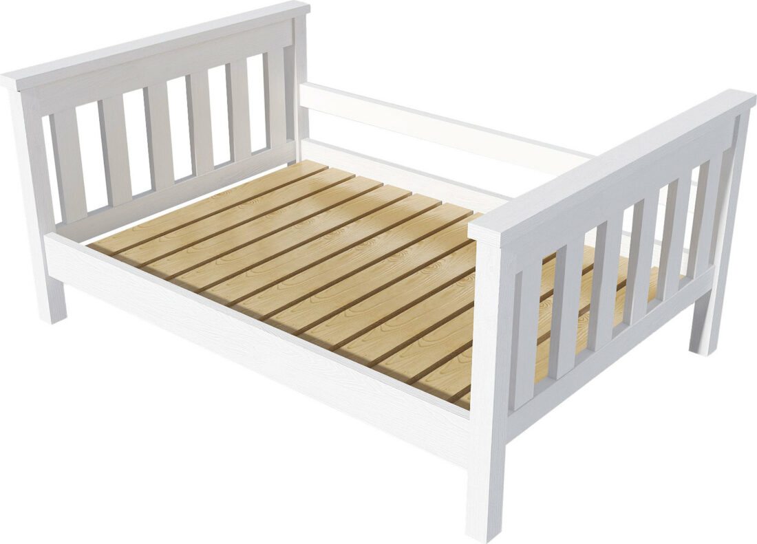 GRZ Dřevěný pelíšek (postel) pro psa FIFI 120x80 cm - masiv Borovice bílá