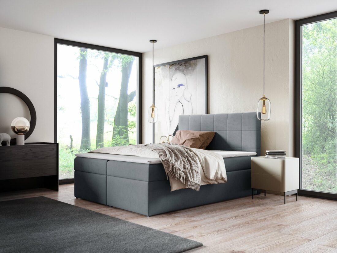Eka Kontinentální čalouněná postel SMART -  (160x200 cm)