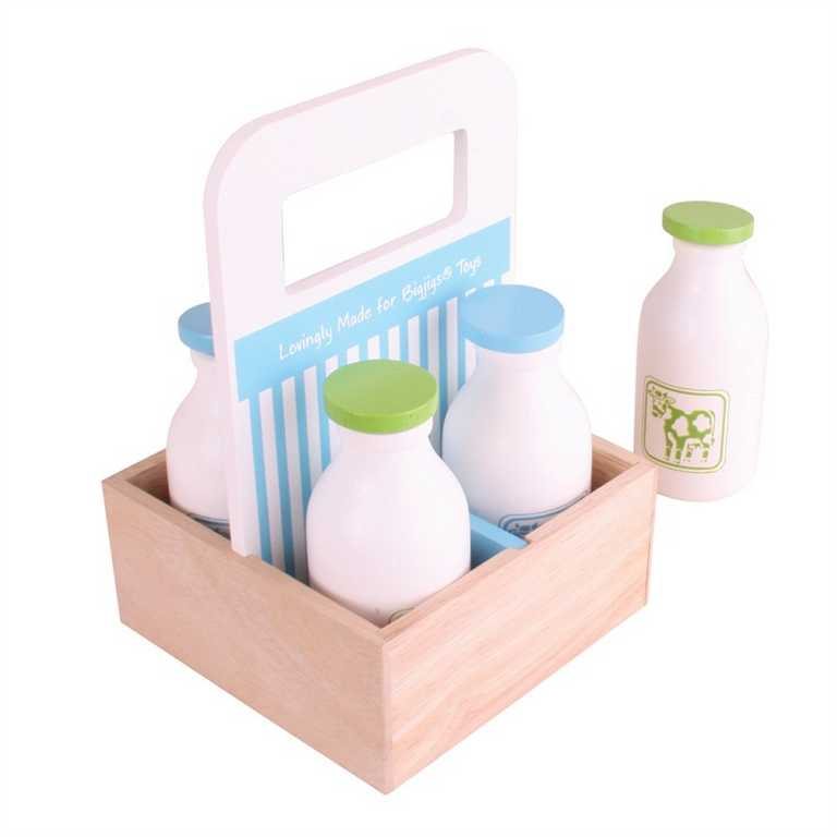 Bigjigs Toys Dřevěné hrací jídlo - mléko v přenosné krabičce