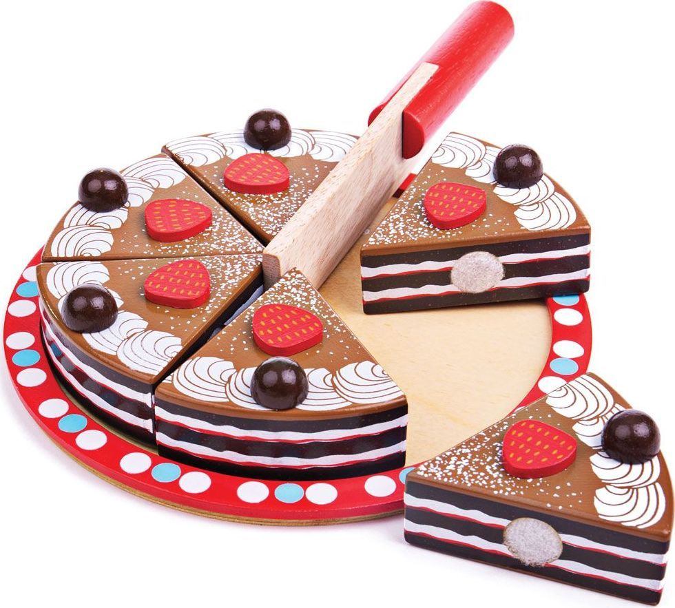 Bigjigs Toys Dřevěné hrací jídlo - Krájecí čokoládový dort