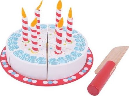 Bigjigs Toys Dřevěné hrací jídlo - Krájecí narozeninový dort