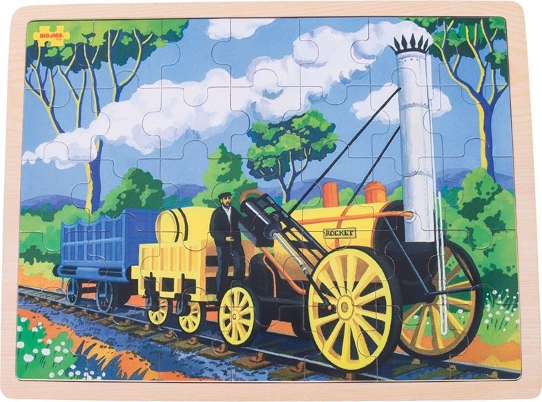 Bigjigs Toys Dřevěné puzzle- Historický vlak Rocket