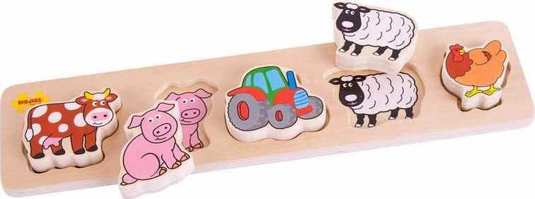Bigjigs Toys Dřevěné vkládací puzzle farma