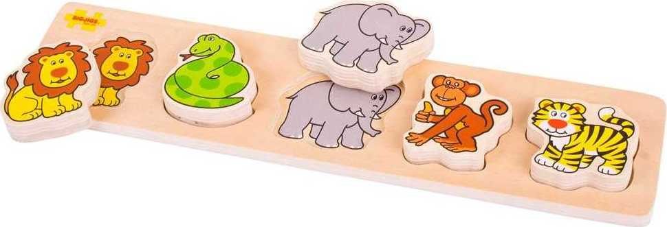 Bigjigs Toys Dřevěné vkládací puzzle safari