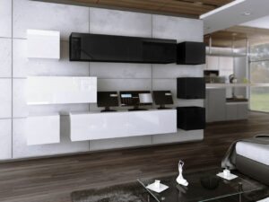 Ral Obývací stěna Luxe 1 - Bílo-černý lesk