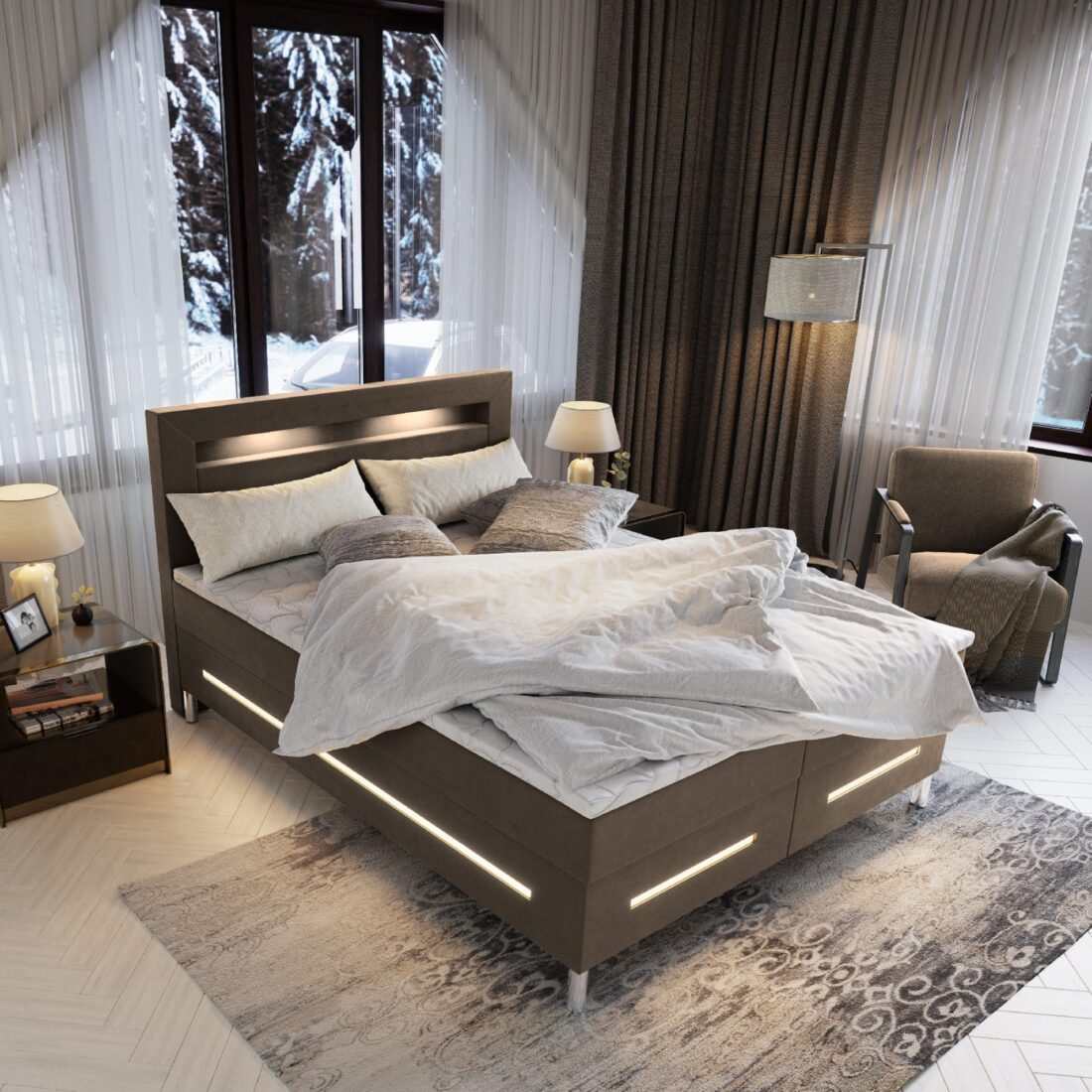 MSL Kontinentální čalouněná postel BENZEMA (140 x )
